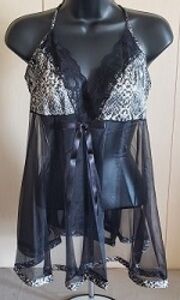 2PC SNAKE SKIN PRINT SHEER BABY DOLL.SS